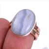 Кольцо из серебра 925 пробы с натуральным голубым кружевным агатом, двухцветное, размер 6,5 e6t06