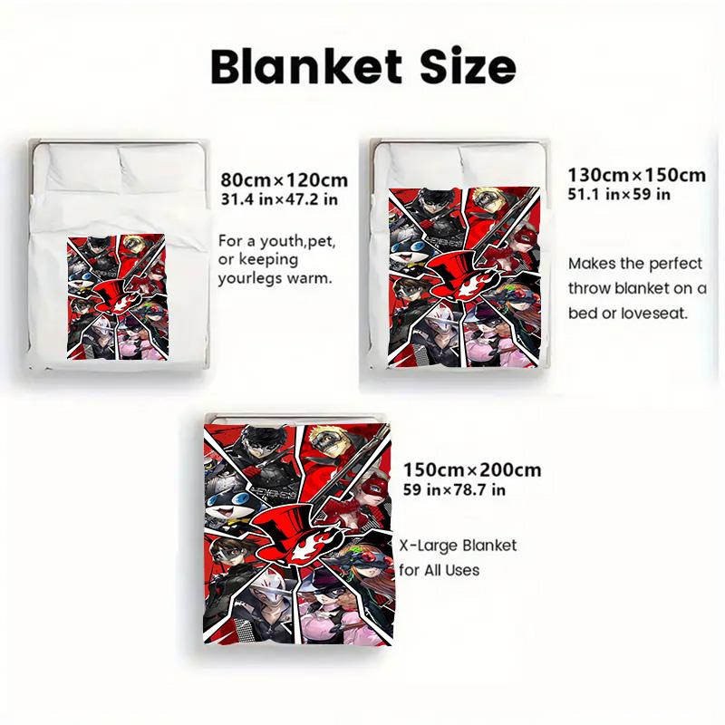 Colorful anime style 2D Flat Pattern Flannel Blanket High quality All Seasons Warmth and Comfort Perfect for Christmas Gifts.P260914477