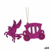 Christmas Bauble Magical Carriage Fuchsia Plastic Glitter 15 X 8.5 X 4.5 Cm (24 Units)