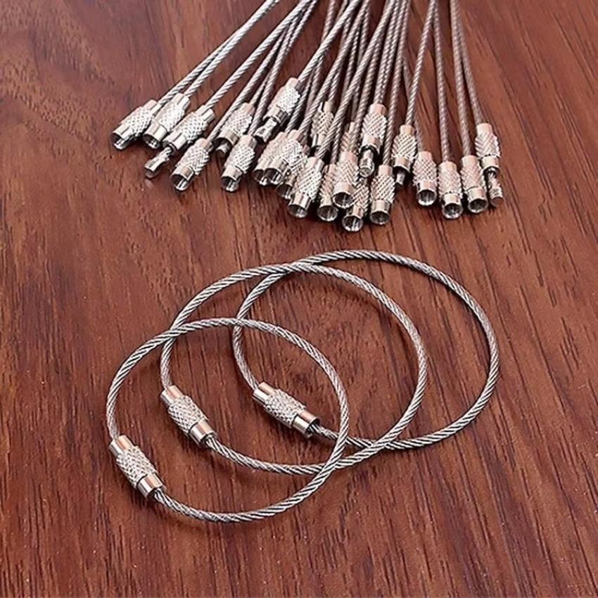 5 шт./10 шт. проволочный кабель петля винт замок гаджет кольцо брелок брелок из нержавеющей стали бирка веревка круг походная веревка фитинги