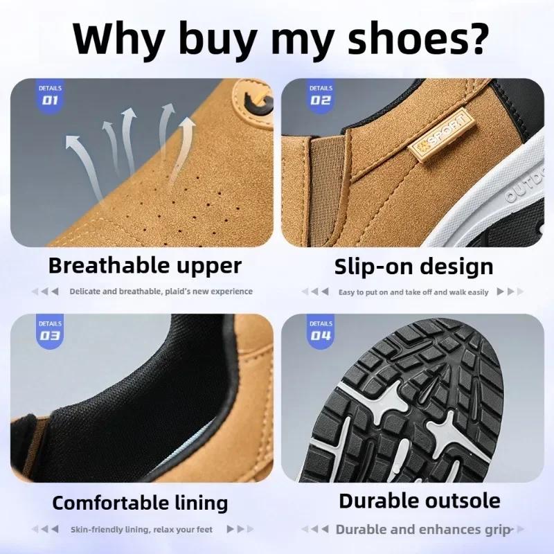 Fashion Large Size Men's Shoes 2025 Spring New Versatile Sports Running Shoes Soft Soled Korean Version Casual Hiking Shoes 40-46