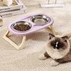 1 foldable stainless steel pet bowl, cat and dog food bowl with neck protection for high feet