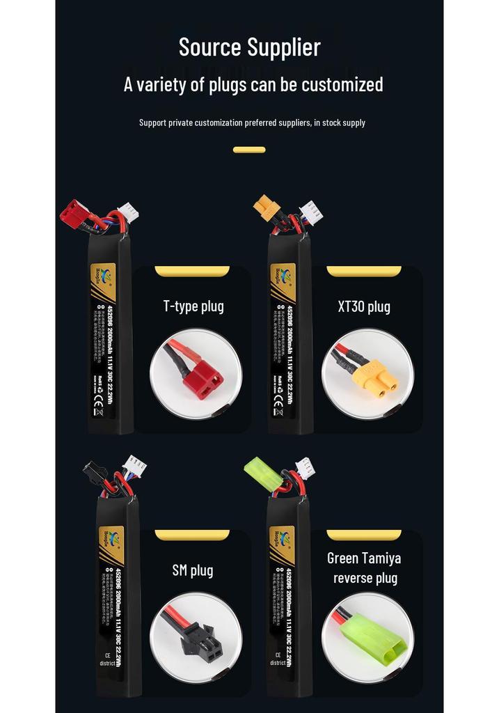 11.1V 1800mAh LiPo Battery 30C for Electric Toy Gun