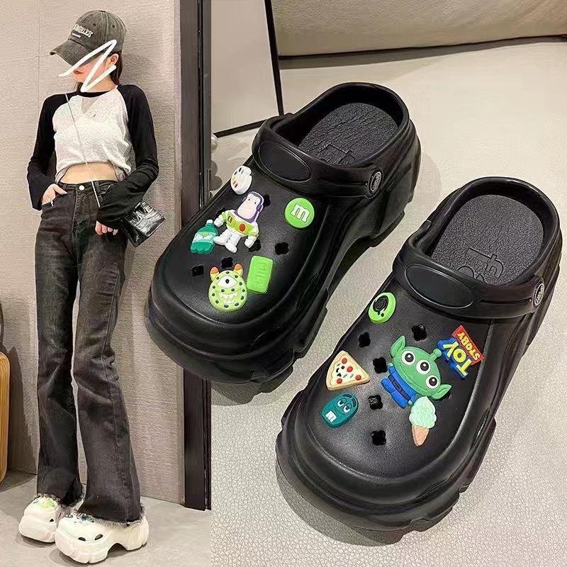 Женские клоги на толстой подошве, увеличивающие рост: Стильные Нескользящие, Дышащие, с Закрытым Носком для Ношения на Улице, в Офисе, Операционной или Летом.