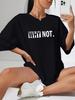 Черная Повседневная Футболка с Крупным Белым Принтом 'WHY NOT' Прочная Большого Размера Повседневная Футболка для Путешествий Ежедневной Моды Уличная Одежда