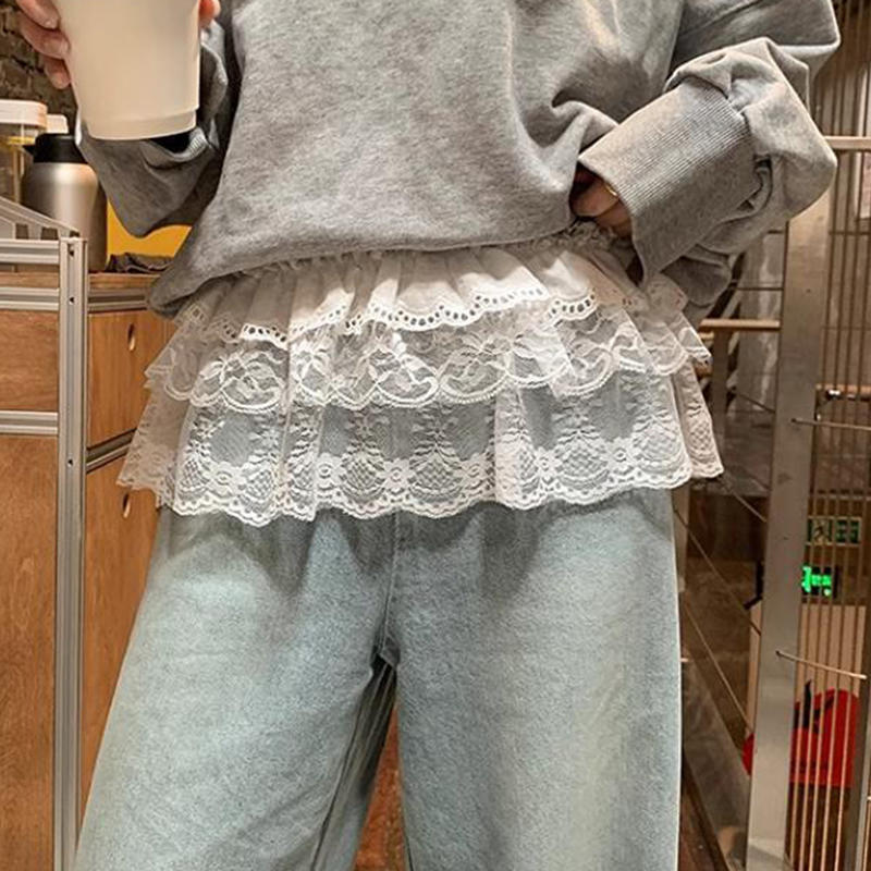 Женская Мода Балетная Кружевная Юбка-Оверскёрт Корейский Стиль Многослойная Юбка-Обертка Прозрачная Танцевальная Мини-Юбка Занавеска-Пердеж