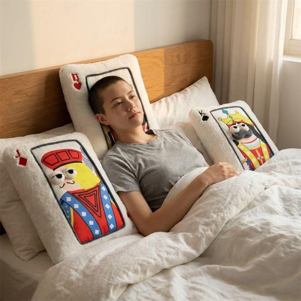 Square Shape Stuffed Cushion Doll 3D Big Eyes Sofa Throw Pillow Decorative Cushion  Game Night