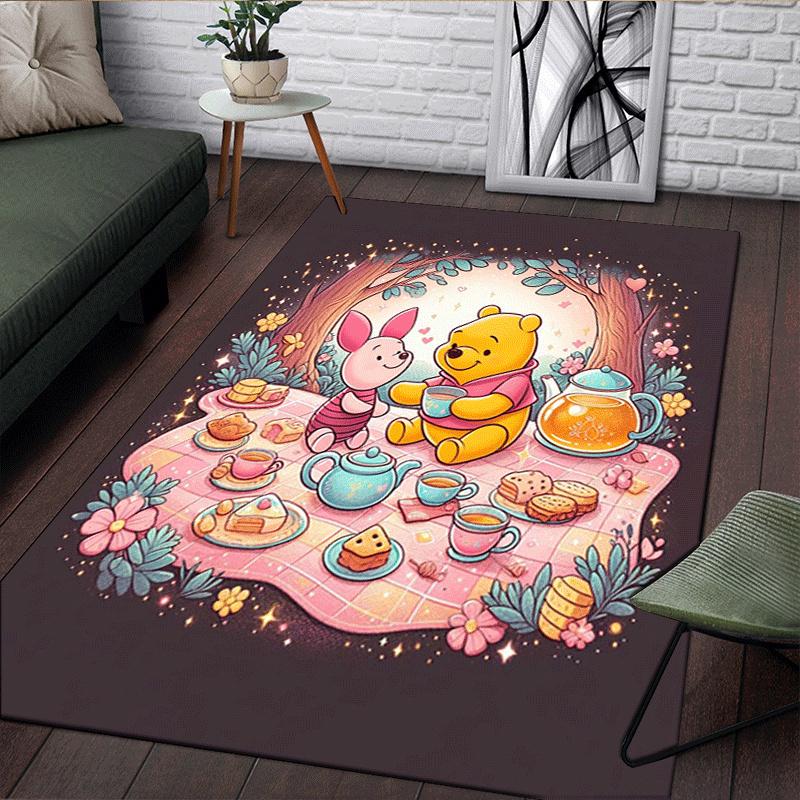 1pc Winnie The Pooh Pattern Area Rug Soft Flannel Floor Mat for Living Room,Office,Bedroom and Carpet,Sofa Coffee Table Floor Mat