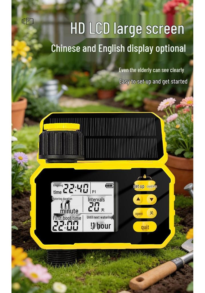 Solar-Powered Automatic Flower Watering Timer System