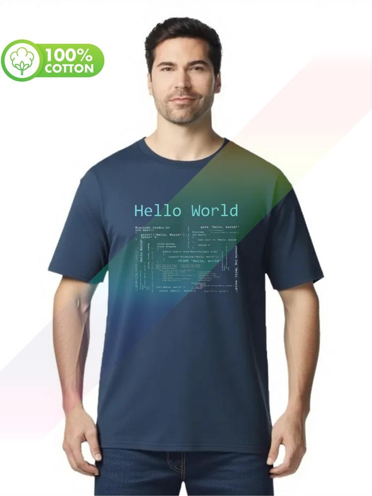 100 cotton round neck heavy weight Unisexs Tshirt brand Unisex shirt Hello World Computer Programming Languages S3XL Tops Tees