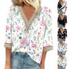 Женские повседневные свободные рубашки с кружевной отделкой и V-образным вырезом Топы с принтом Футболки Футболки