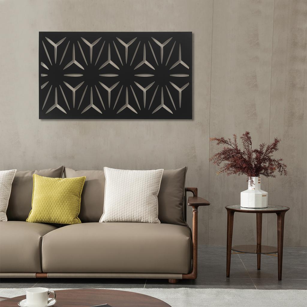 Outdoor Privacy Fence Panel, Laser Cut Metal Screen, Decorative Room Divider for Patio Garden, Black Steel Artwork Partition