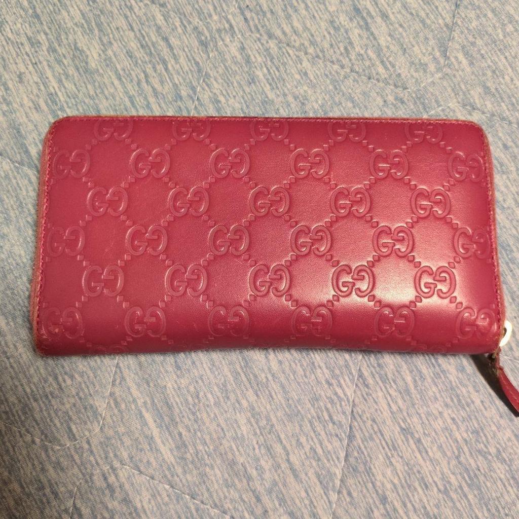 Used GUCCI long wallet round zipper pink