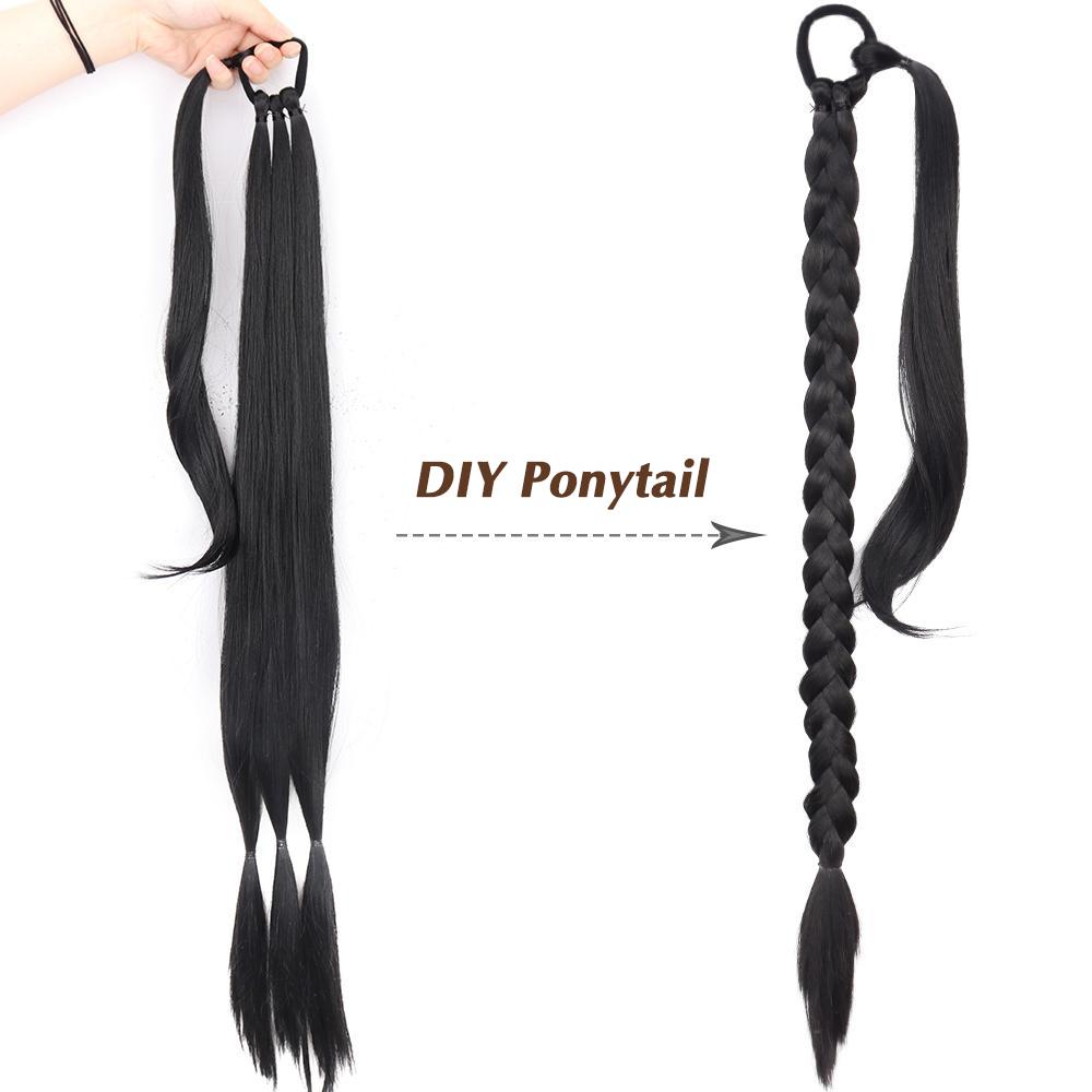 MERISIHAIR Синтетический хвост-обертка с резинкой, длинный прямой плетеный хвост, накладка для волос для женщин, аксессуары для волос