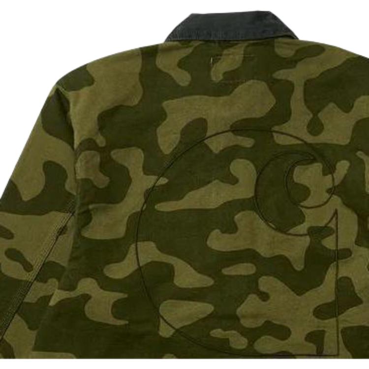Palace Совместная серия X Carhartt WIP осень/зима 2023. Классический камуфляжный бомбер с множеством карманов и вышивкой логотипа в стиле пэчворк I032716