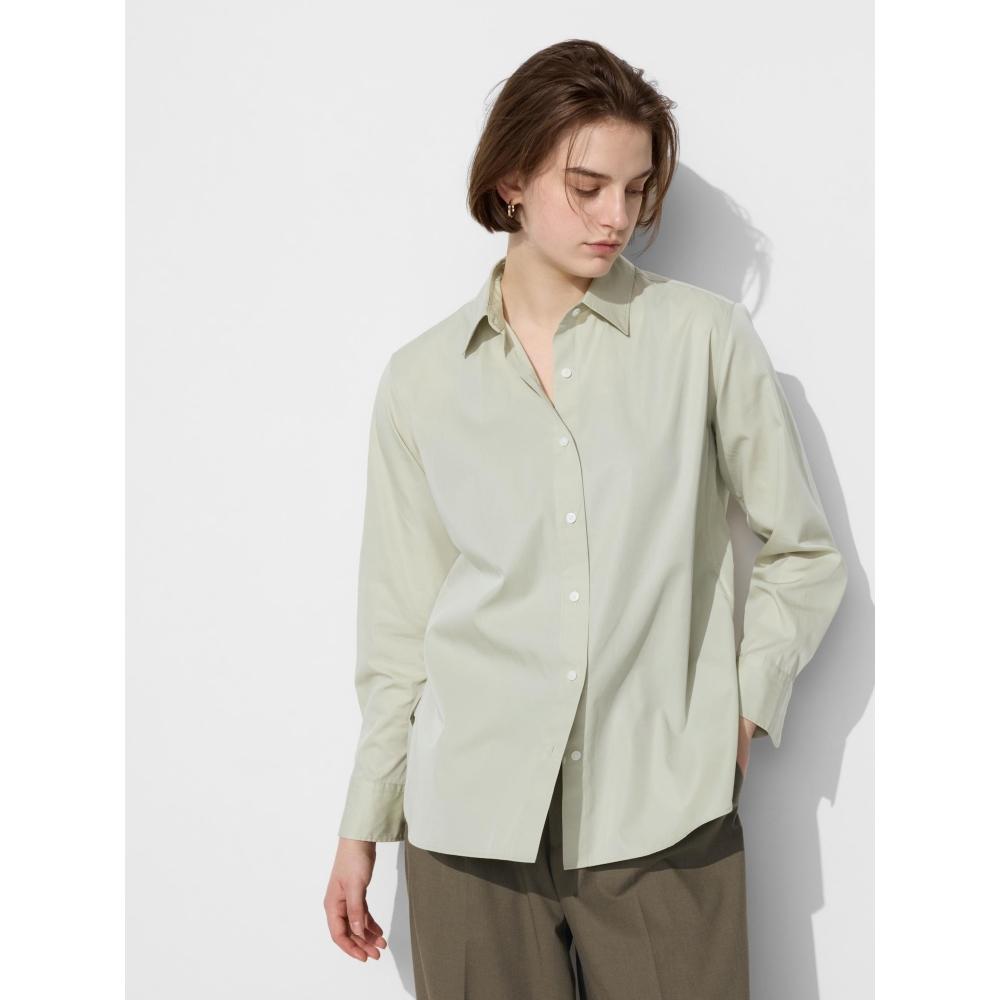 Uniqlo Хлопковая рубашка с длинным рукавом 