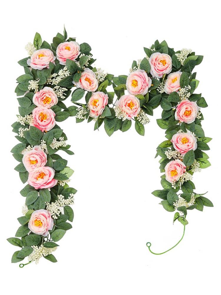 2 шт. искусственных гирлянд из роз 2 м шелковые розы лозы подвесные искусственные цветочные гирлянды для свадебной вечеринки домашний стол сад отель наружные настенные украшения