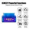 Мини ELM327 Bluetooth OBD2 Сканер Считыватель кодов V1.5/V2.1 Инструменты для диагностики автомобиля Проверка двигателя Сканирование Обнаружение неисправностей 16-контактный Универсальный