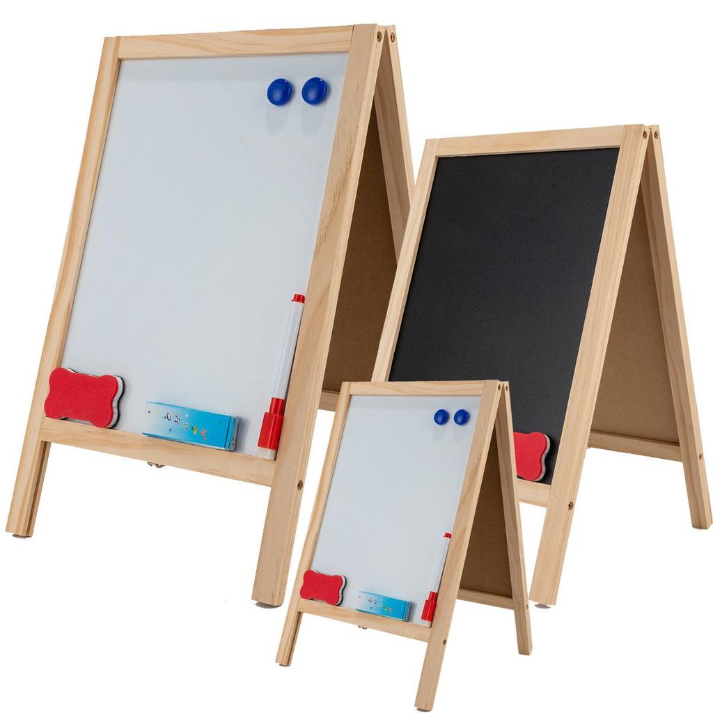 Double-Sided Foldable Wooden Magnetic Easel & Blackboard for Writing, Drawing, and Valentine's Day Decor