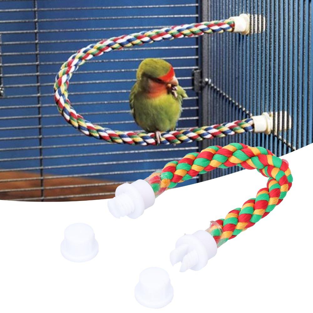 Colorful Design Cotton Rope Perch Adjustable Length U Shape Stand Bird Climbing Toy For Parrots