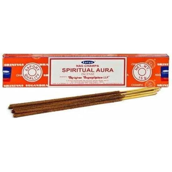 Satya Nag Champa & Spiritual Aura Incense Sticks Agarbatti 1+1Combo(180 GM+180GM ) Box | 12 Packs of 15 Grams Each In a Box | Export Quality