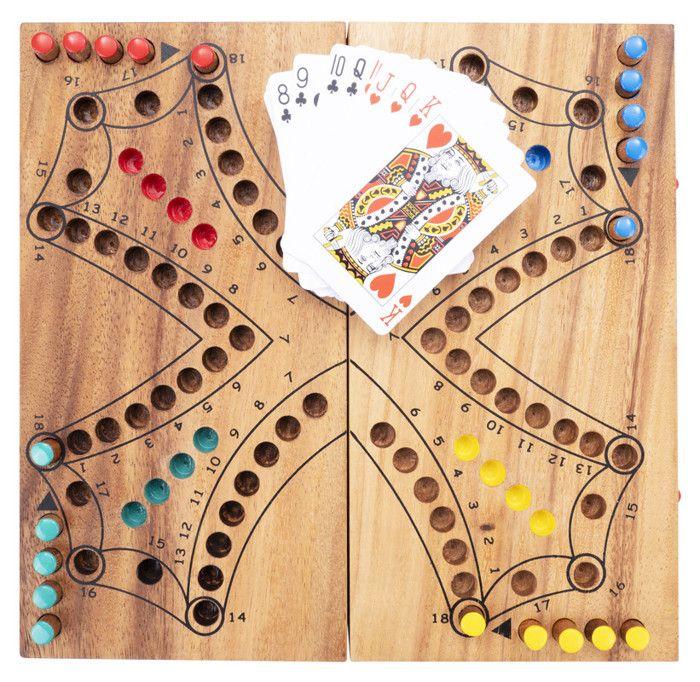 Wooden Tock Game - 4 Players - Eco-Friendly - Traditional Canadian Board Game - Board Game - 2 To 4 Players - 350261
