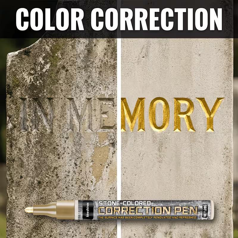 Gold Stone Marker Pen, Portable Stone Letter Paint Pen for Granite & Stone Surfaces
