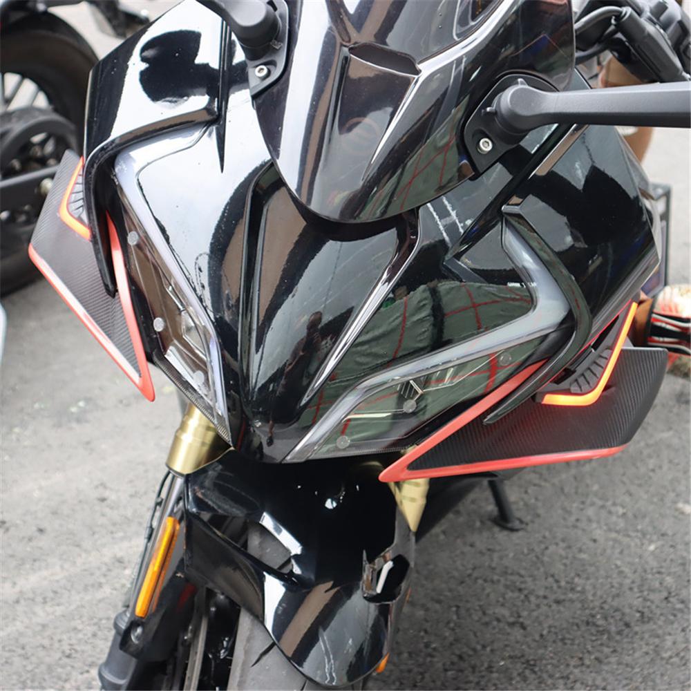 2x Мотоциклетный винглет боковой спойлер аэродинамическое крыло ветровой плавник с красной светодиодной подсветкой