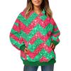 Ladies' Fashionable Long Sleeved Pullover With Christmas Print Hooded Pocket Sweatshirt
