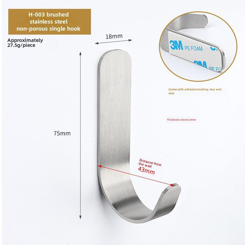 Black Stainless Steel Wall-Mounted Clothes Hook for Bathroom, Kitchen, or Door