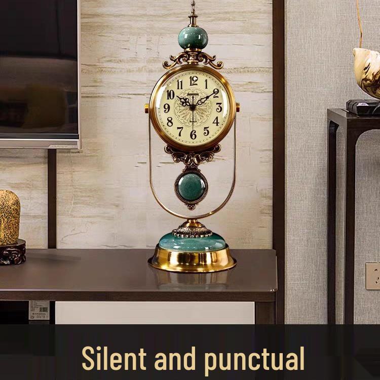 Grand Style European Retro Table Clock - 2026 New American-Style Desktop Pendulum Clock for Living Rooms