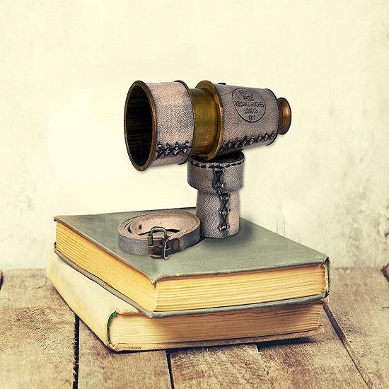 Телескоп 12x, старинный функциональный телескоп Kelvin & Hughes London, пиратский монокулярный телескоп с кожаным футляром