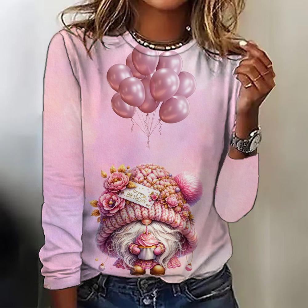 Летний топ с круглым вырезом и 3D рождественским принтом, модные и повседневные женские футболки с длинными рукавами