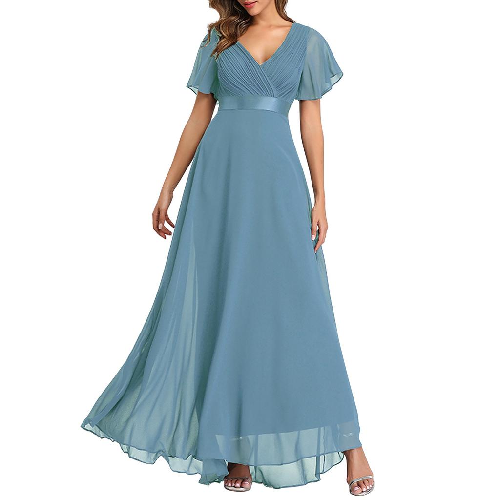 Женские платья подружки невесты с короткими рукавами, платья для матери невесты, шифоновое вечернее платье чайной длины, официальное свадебное платье