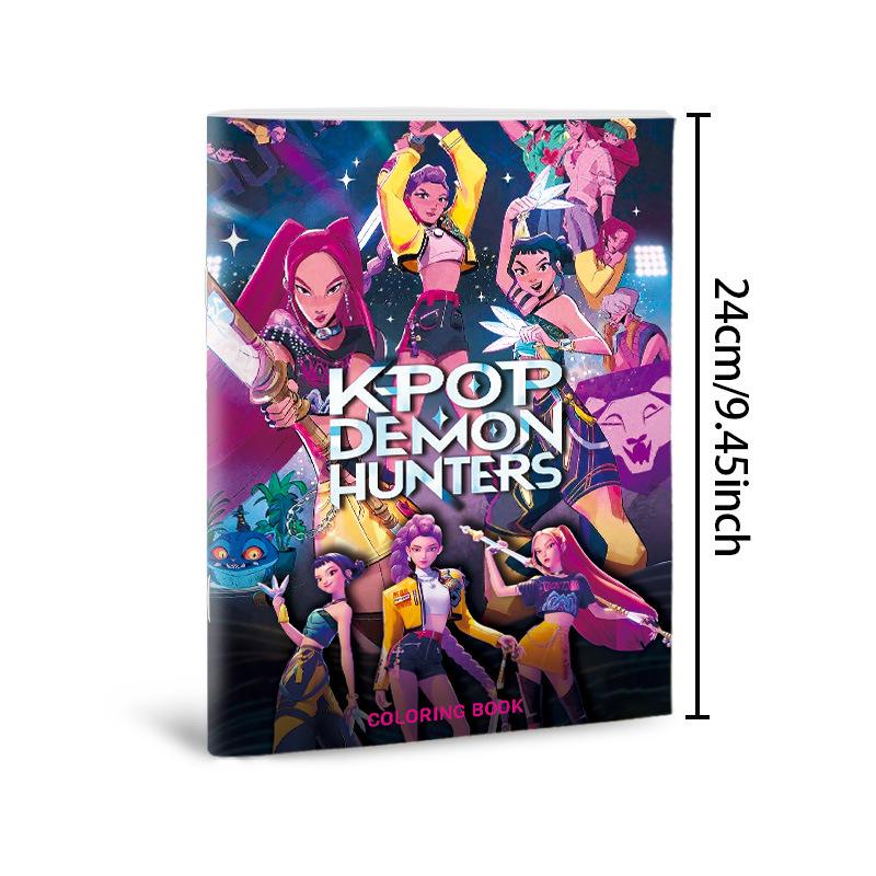 Kpop Demon Hunters Anime Coloring Book, Cute Line Art Drawing Book for Kids, Ideal Gift for Fans