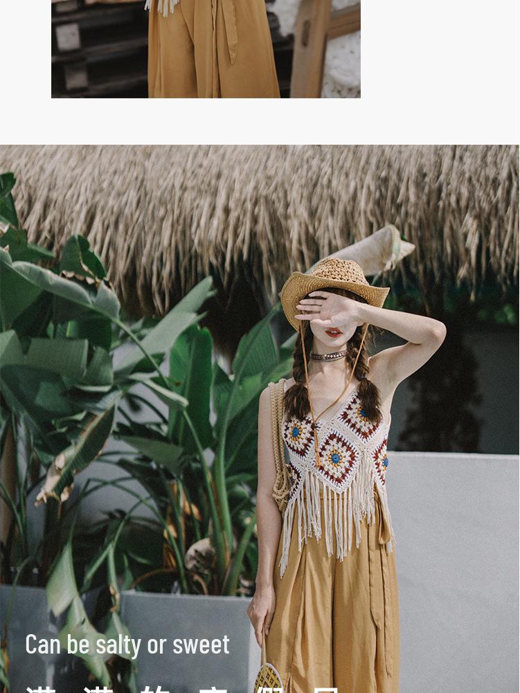 Подтяжки с кисточками ручной работы в этническом стиле - жилет Bohemian Vacation