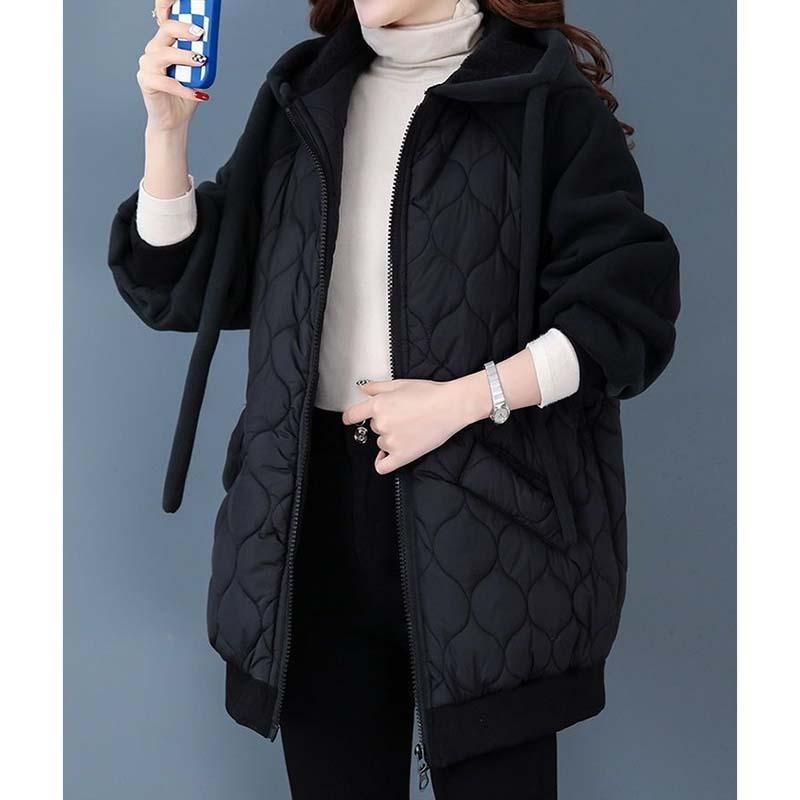 Зимнее женское хлопковое пальто с капюшоном, большой размер, свободная толстая теплая куртка-пуховик, большой размер, свободное пальто
