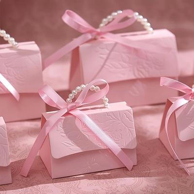 1 шт. Коробка для конфет Подарки для девичника Подарки на мероприятия С жемчужной ручкой Праздничные Легко складывается Вечеринки Однотонные Элегантные Свадьбы