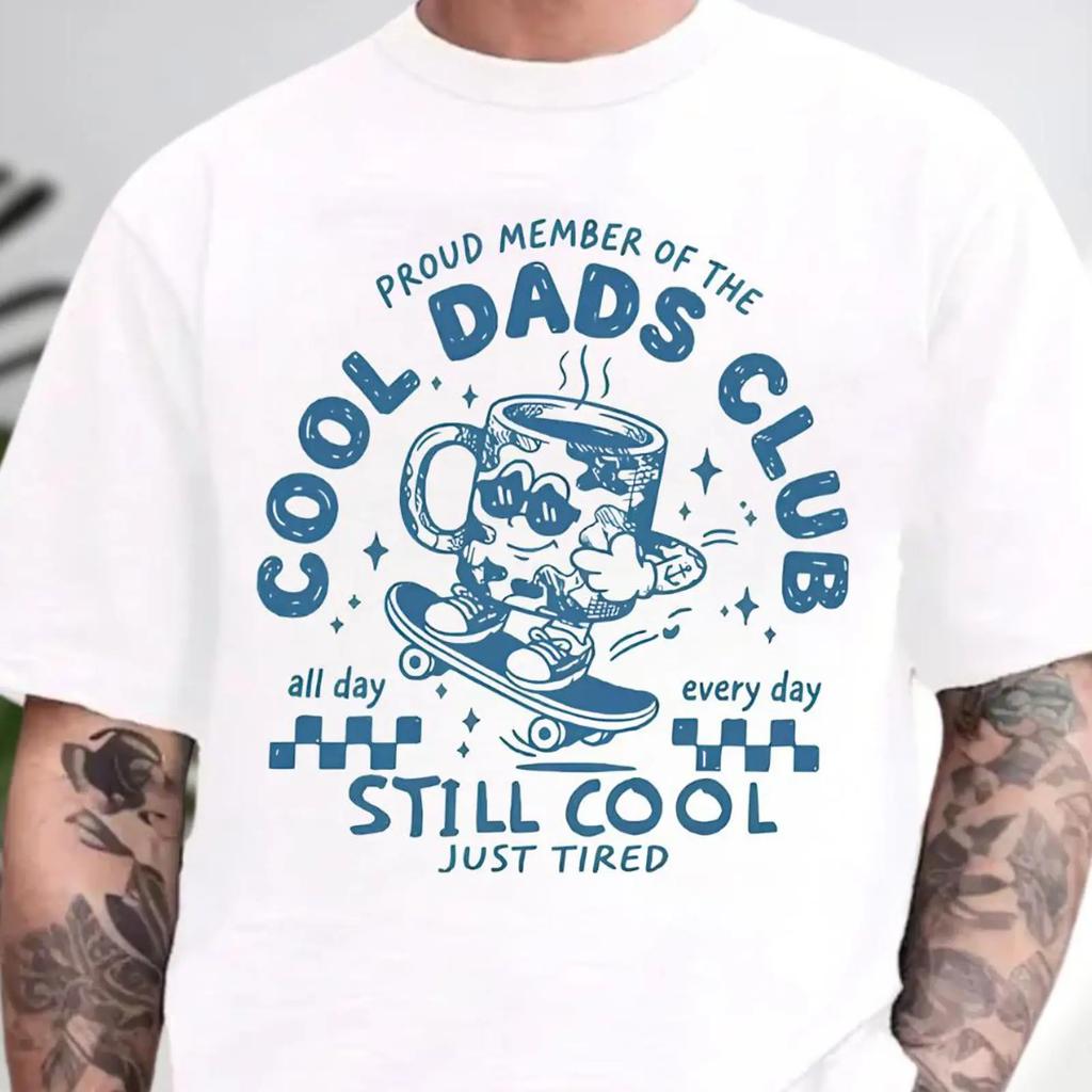 Proud Member Of The Cool Dads Club T Shirt Funny Fathers Day Vintage Streetwear Stylish Fashion Slightly Stretched