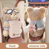 1Pc Cute Teddy Bear Car Tissue Holder & Trash Can 2-In-1 Organizer - Universal Car Armrest Storage Rack With Goggles  Car Trash