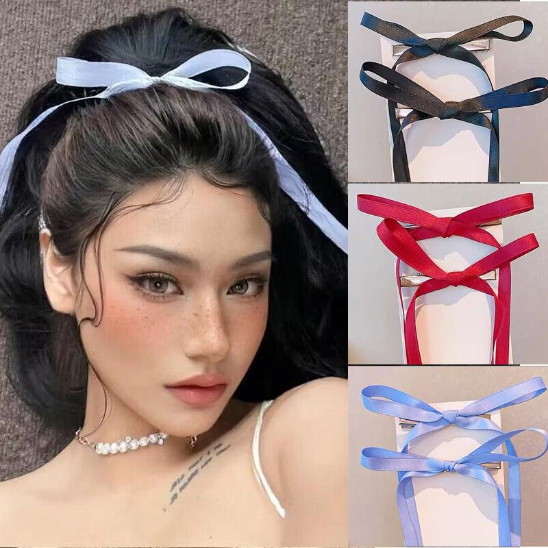 Korean Colorful Hair Bow Barrettes Trendy Ribbon Hair Clips Bowknot Hairpins Side Clips Headband for Girl Women Hair Accessories