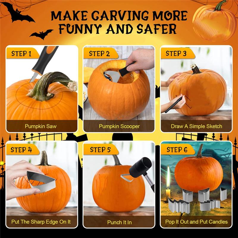 Pumpkin Carving Tool Set 13 Pieces DIY Halloween Carving Kit Mold Includes All Needed Supplies