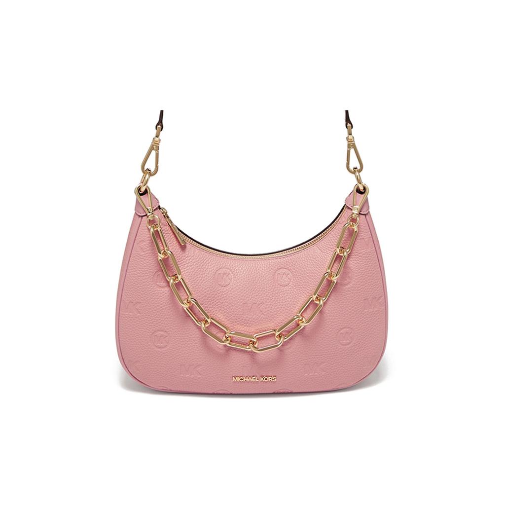 Michael Kors Cora Minimalist Comfortable Solid Color Chain Logo Zipper Print Leather Half Moon Shoulder Crossbody Bag Large Women bags 35F3G4CW3L-664