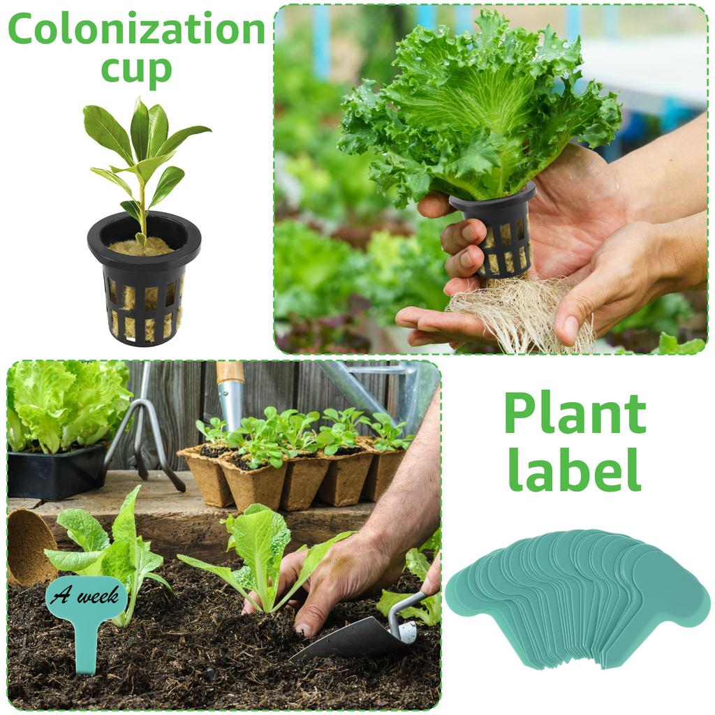 72 Set Rock Wool Cubes For Hydroponics 1.5Inch Rock Wool Planting Cubes Absorption Hydroponics Mesh Net Cup Kit For Home