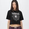 [mardimercredi] УКОРОЧЕННАЯ БАЗОВАЯ ФУТБОЛКА FLOWERMARDI_ЧЕРНЫЙ БЕЛЫЙ