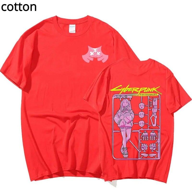 Футболка японского аниме Cyberpunk Edgerunners Rebecca Unisexga, футболка с короткими рукавами и рисунком, футболка большого размера, винтажные футболки, уличная одежда