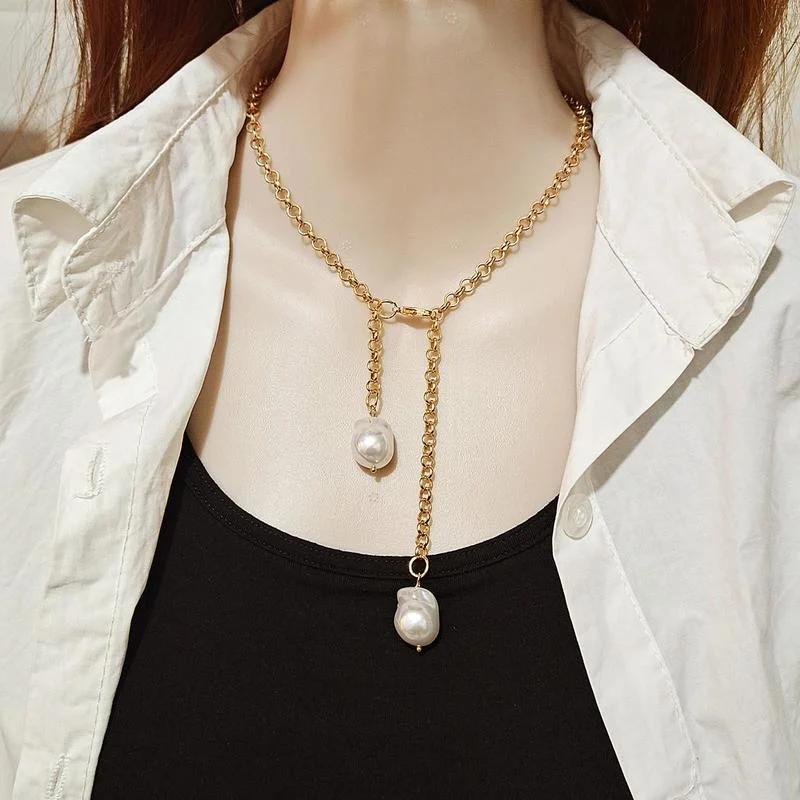 Женская мода простое персонализированное ожерелье барочный жемчуг кулон ожерелье новый дизайн ювелирные изделия подарок
