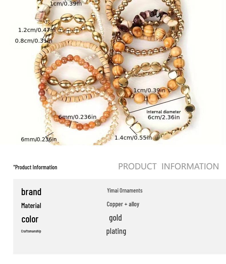 Bohemian Wood and Glass Beaded Bracelet – Ethnic Style High-End Autumn/Winter Hand Jewelry
