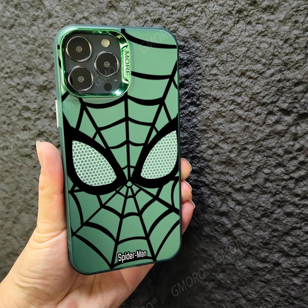 Trendy cartoon Spider-Man iPhone 15 Pro Max phone case, 14/5 new, 13/5 matte finish, 12/5 silver protective case