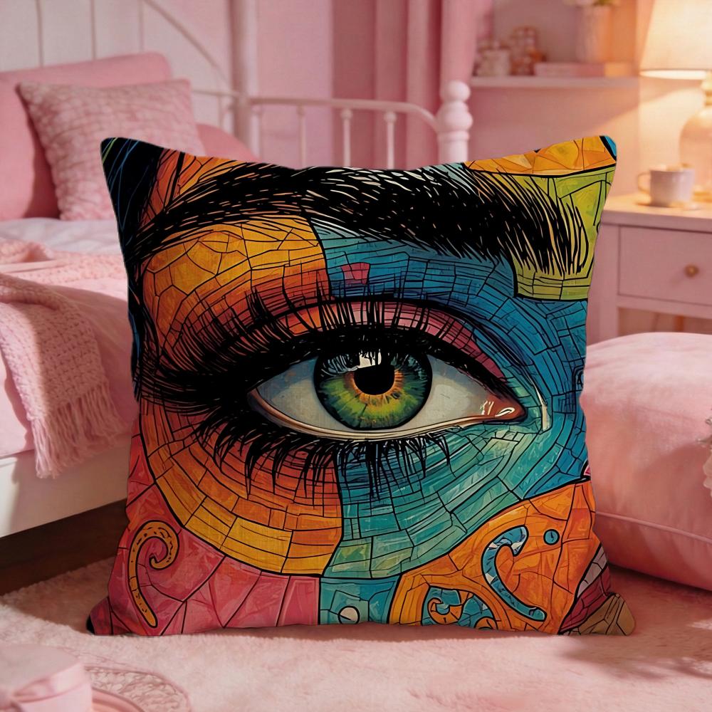 ArtCreative Art EyesS Cushion Cover Premium Comfort Reversible Pillow Cove Two in One Design for Any Room Car Interior